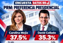 Carolina Mejía y David Collado registran los mayores porcentajes en encuesta sobre aspirantes del PRM